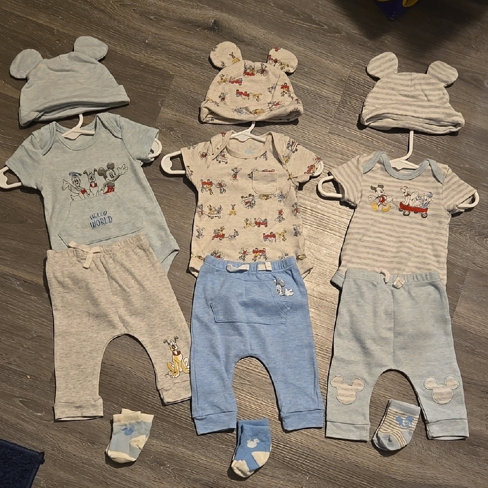 Bundle Of Disney Baby Blue and Gray 4 Piece Sets. You Get 3 4-piece Sets.